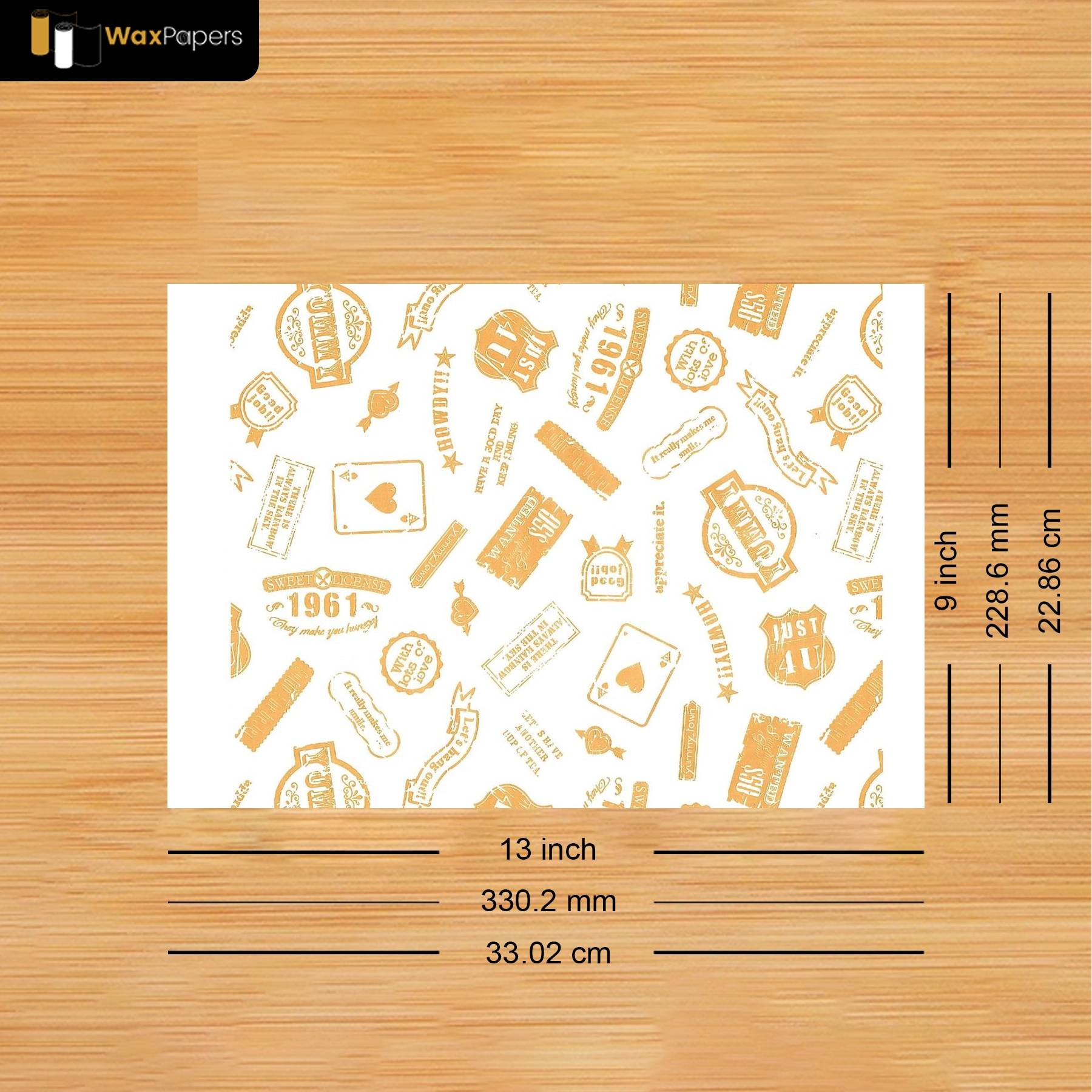 13″x9″ Custom Parchment Paper